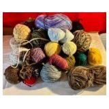 Large group of misc. yarn balls & sewing knitting crochet thread