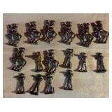 Group of 16 vintage tin-lead soldiers, horses and riflemen toy