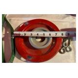 Vintage metal mini christmas tree stand red and green