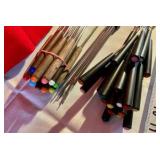 Large group of fondue forks wood handles
