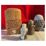 Owl collection resin and wood carved