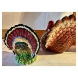 Ceramic turkey candle holder and salt-n-pepper shaker