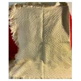 Machine made ecru cotton blend throw blanket with hearts