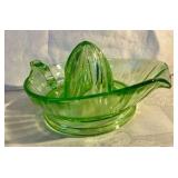 Vintage green depression glass juicer reamer