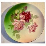 Group of 3 vintage hand painted floral rose china dishes, Lefton, Germany
