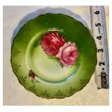 Pair of vintage hand painted transfer ware Bavria china bowl and plate