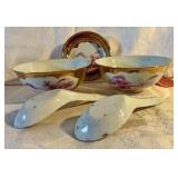 Set of Chinese porcelain rice bowls and soup spoons