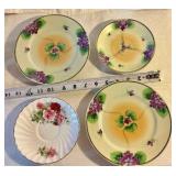 Group of 10 vintage hand painted transferware Bavaria, Germany, Vienna china plates