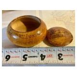 Vintage wood Norwegian and primitive bowl, trinket box, whisk broom
