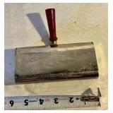Vintage silver tone metal, wood handled crumb sweeper