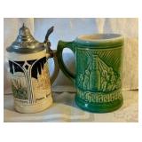Pair of vintage beer steins, Luxembourg & Heidelberg Stoneware Mugs
