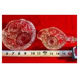 Vintage EAPG glass condiment set, cream & sugar and candy dish