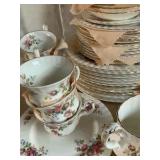 Vintage Royal Albert moss rose bone China dishes set made in England