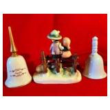 Vintage MJ Hummel Eventide stylized bee marked figurine #99 plus bells
