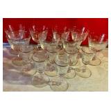 Group of vintage Libbey lily of the valley cocktail & cordial glasses