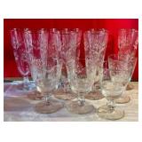 Group of vintage Libbey lily of the valley beer champagne & goblets glasses