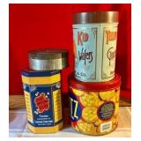 Group of 4 collectable tins, ginger wafers, sunshine candies, Ritz crackers