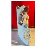 Vintage made in Germany bisque Victorian lady with dog, planter. Possibly Carl Schneider