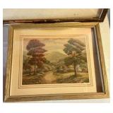 2 vintage scenic prints in wood frames