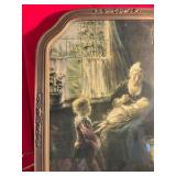 Vintage framed print of the painting "Feeding the baby" by Bernard Jean Corneill Pothast