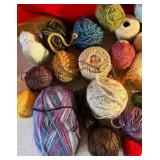 Large group of misc. yarn balls & sewing knitting crochet thread