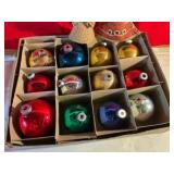 Vintage set of shiny brite glass christmas ornaments