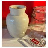 Vintage 1910 stoneware snuff jar and other advertising items