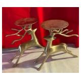 Collectable reindeer brass candle holders holiday Christmas
