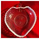 Fenton silvercrest hobnail heart candy dish and small bowl