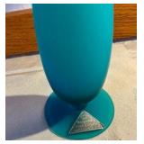 Frosted blue art glass flower vase lead crystal Morgantown