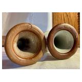 Pair of vintage art studio pottery candle holders