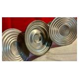 3 weighted pewter candlestick holders by leonard