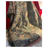 Tapestry throw & NOS home collection oven mitt and pot holders