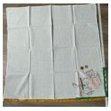 Group of 6 handmade flour sack embroidered days of the week kitten kitchen towels