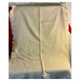 Ecru colored cotton blend throw blanket lattice work design