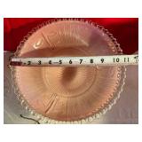 2 vintage glass ceiling lamp shades, pink & frosted