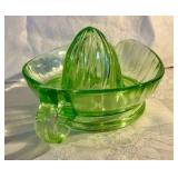 Vintage green depression glass juicer reamer