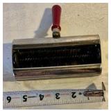 Vintage silver tone metal, wood handled crumb sweeper