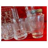 Group vintage clear glass brides basket, EAPG and other misc. etched glass items