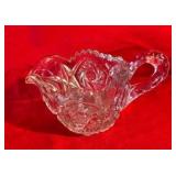 Vintage EAPG glass condiment set, cream & sugar and candy dish