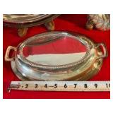 Set of 3 silver toned, handled serving trays Rogers and Viking