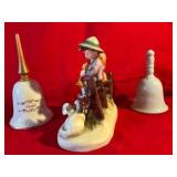 Vintage MJ Hummel Eventide stylized bee marked figurine #99 plus bells