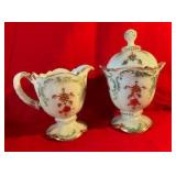 Vintage Northwoods Everglades Cornelian Custard Lass Cream and Sugar Uranium