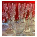 Group of vintage Libbey lily of the valley beer champagne & goblets glasses