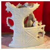 Vintage made in Germany bisque Victorian lady with dog, planter. Possibly Carl Schneider