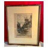 2 vintage scenic prints in wood frames
