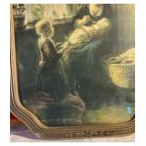 Vintage framed print of the painting "Feeding the baby" by Bernard Jean Corneill Pothast