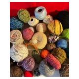 Large group of misc. yarn balls & sewing knitting crochet thread