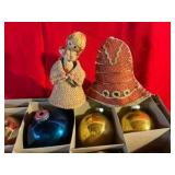 Vintage set of shiny brite glass christmas ornaments