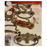Misc vintage copper, brass, hardware drawer pulls and knobs primitive